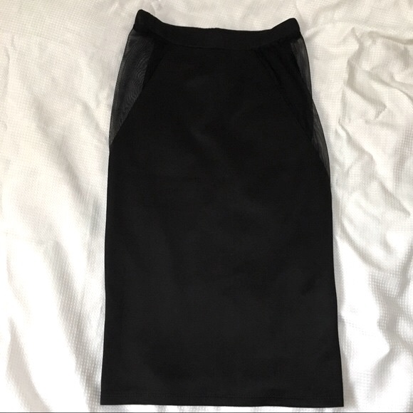 2 piece set - black and white striped crop top and midi skirt with mesh - small - Picture 9 of 16